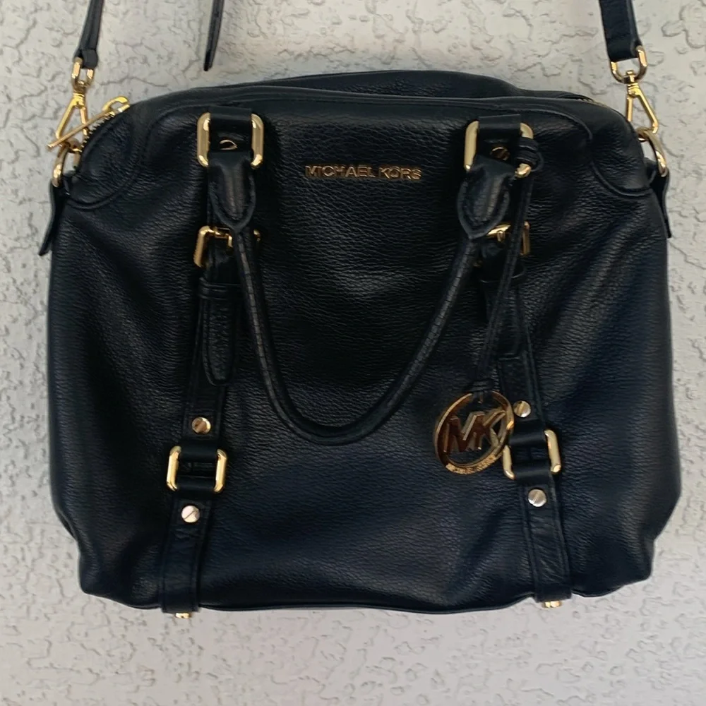Michael Kors soft black leather shoulder bag